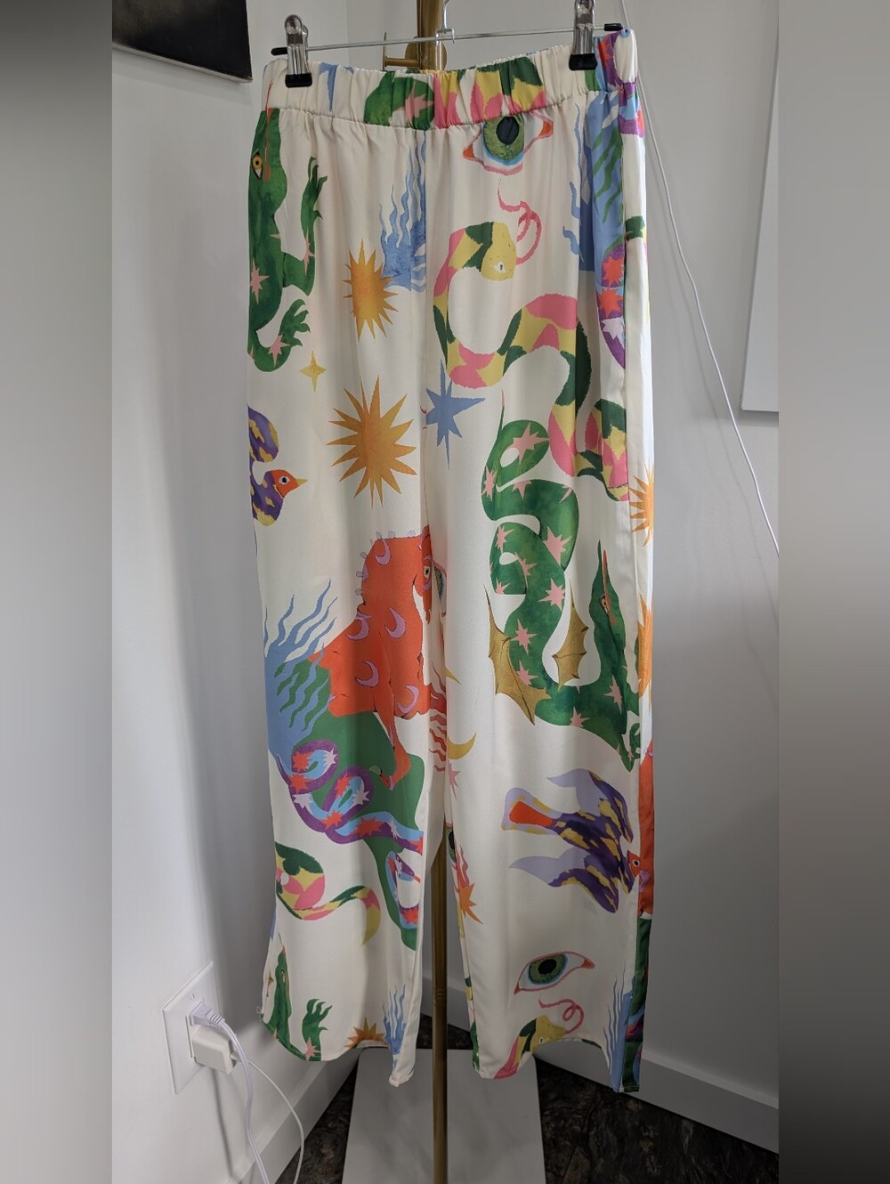 Mythological Printed Wide Leg Pants Medium
